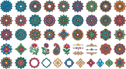 Beautiful ornate colorful bohemian tribal mandala vector collection for decorative ethnic fashion textile apparel print graphic design template © ALOMGIR