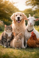 Obraz premium Diverse animals together outdoors