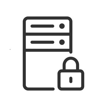 Secure server icon, data protection symbol, encrypted database vector illustration