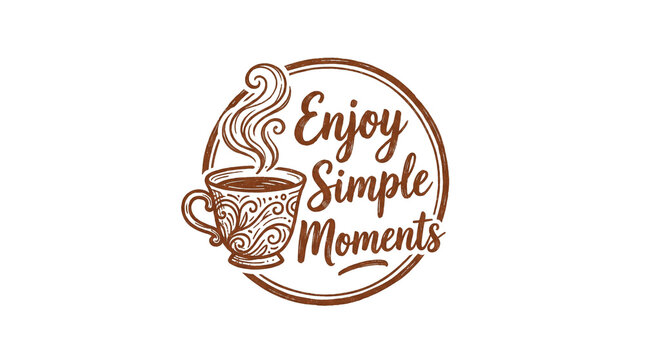 Enjoy Simple Moments Coffee Cup Illustration.
