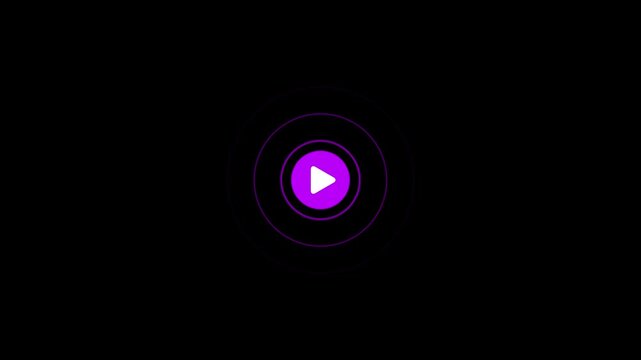 Minimalist play button with pulsing circular waves animation on black background, media player interface