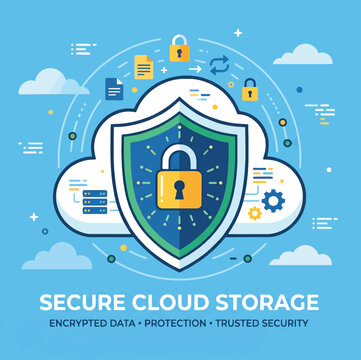 Secure Cloud Storage Data Protection and Encryption Trusted Security Illustration