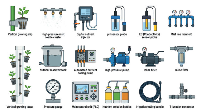 Hydroponic farming system equipment tools.