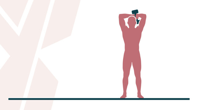 Male Silhouette Performing Overhead Dumbbell Triceps Extension Exercise