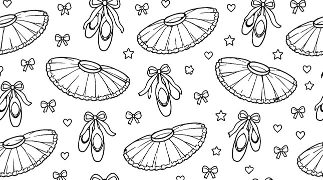 Elegant ballet tutus and pointe shoes illustration.