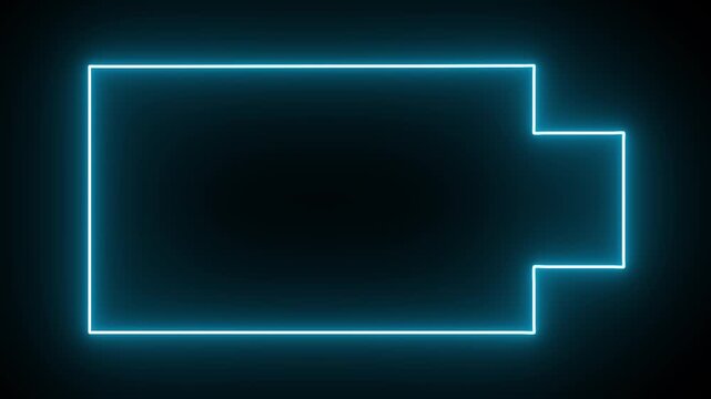 rectangle frame icon animation glowing neon pink and blue display box round shape retro screen photo frame rotation seamless footage line movement on