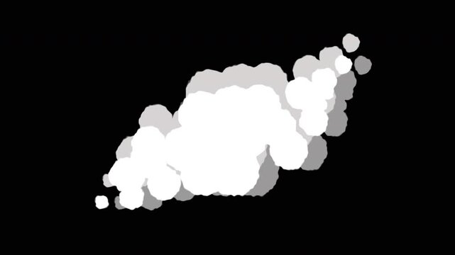 White Smoke animation 2d  cartoon style and vfx with rising right and Billowing Smoke, Suitable motion graphics ,transparent and alpha channel only 4k,