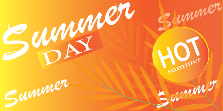 Collection of bright summer background templates with energetic shades of yellow and orange. This design features modern typography "Summer Day" and "Hot Summer" with dau graphic elementst