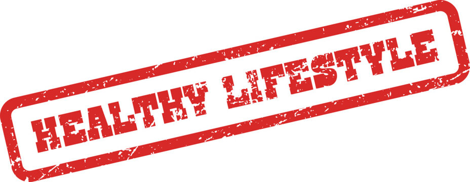 Red textured stamp sign advocating a healthy lifestyle and wellbeing choices