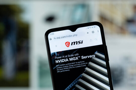 Dhaka, Bangladesh - 05 May 2026: Close-up of MSI's homepage on a smartphone.