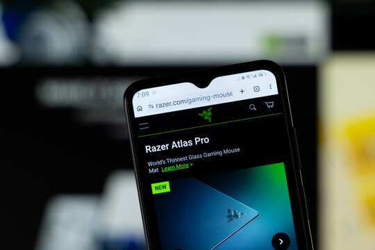 Dhaka, Bangladesh - 05 May 2026: Close-up of Razer's homepage on a smartphone.