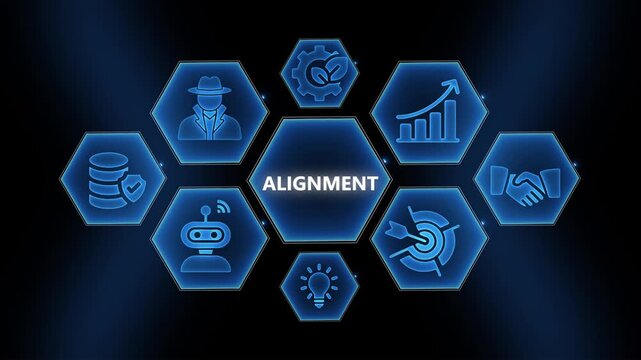 Business alignment concept: digital hexagon infographic with corporate