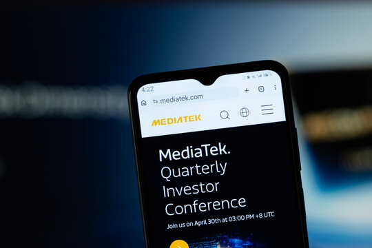 Dhaka, Bangladesh - 05 May 2026: Close-up of MediaTek's homepage on a smartphone.