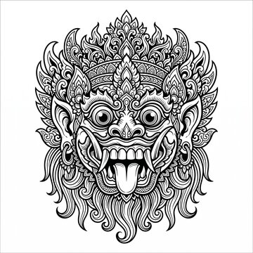 Balinese and Hindu Deity Line Art Tattoo Designs