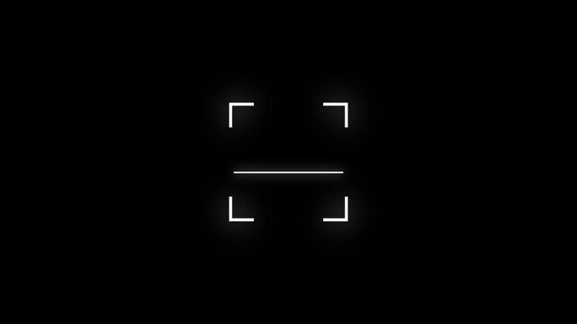 Camera viewfinder, photography frame, black background, white outline, minimalistic design, video frame