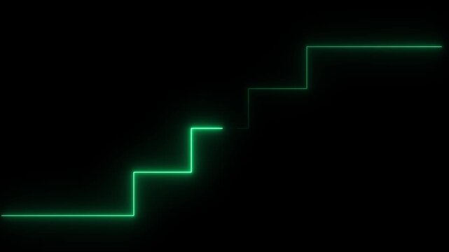Market Recovery Concept. Successful growth trend olive line graph going Up. Abstract neon line arrow business graph with black background.