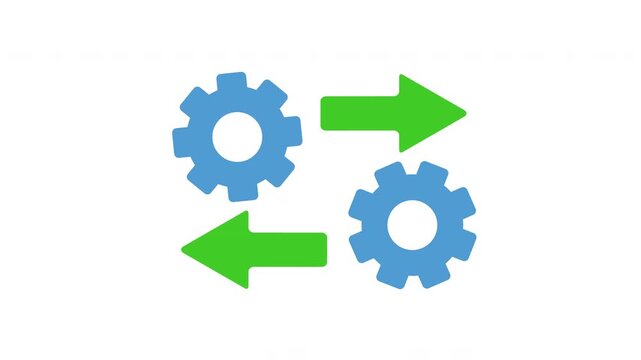 Gear Exchange Process Animation with Bidirectional Arrows for System Integration Concept