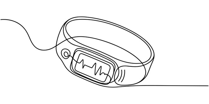 Continuous line of a pulse oximeter displaying a heart rhythm continuous line medical device electrocardiogram continuous one line drawing in white background

