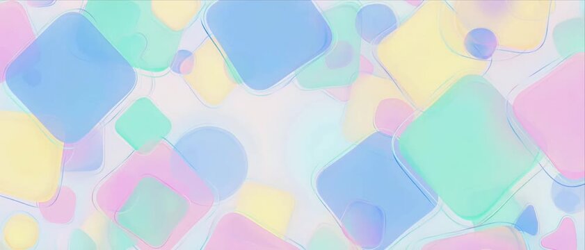 Pastel Floating Rounded Squares Abstract Motion Background