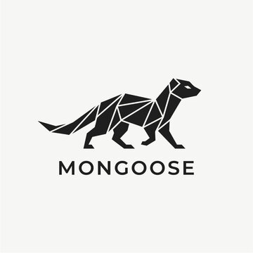 Geometric black mongoose logo vector illustration low poly style isolated on white background for technology security dynamic branding design