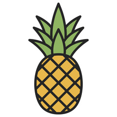 Obraz premium Flat illustration of a pineapple with green leaves