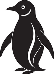Obraz premium Stylized black silhouette of a penguin standing against a transparent checkered background.
