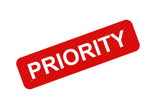 Red priority stamp with bold text isolated on transparent background