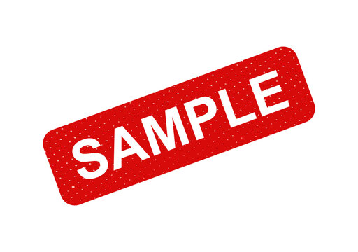 Red vintage sample stamp with text isolated on transparent background