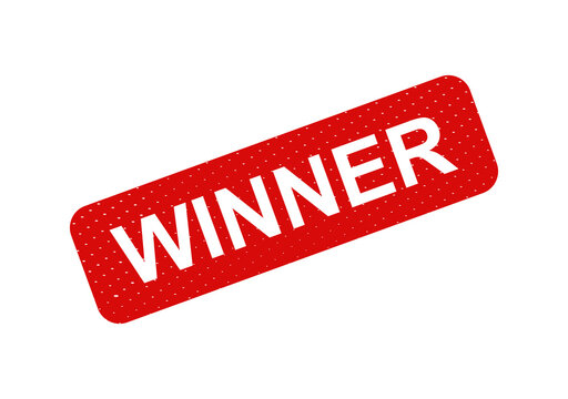 Red winner stamp or badge with text isolated on transparent background