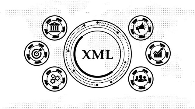 Data management xml system concept motion graphic for business tech.