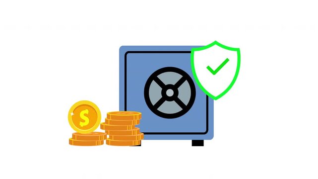 Secure Money Storage Safe with Shield Protection Symbol for Financial Security and Asset Protection Concept