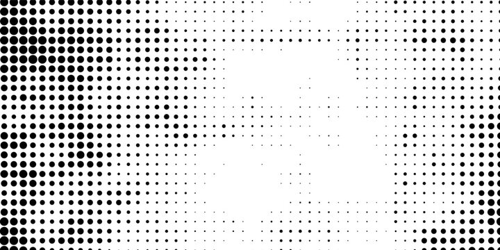 High contrast black and white dot texture background inspired by screen print and pop art style.