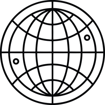 A classic illustration of a globe with latitude and longitude lines and marked poles Vector