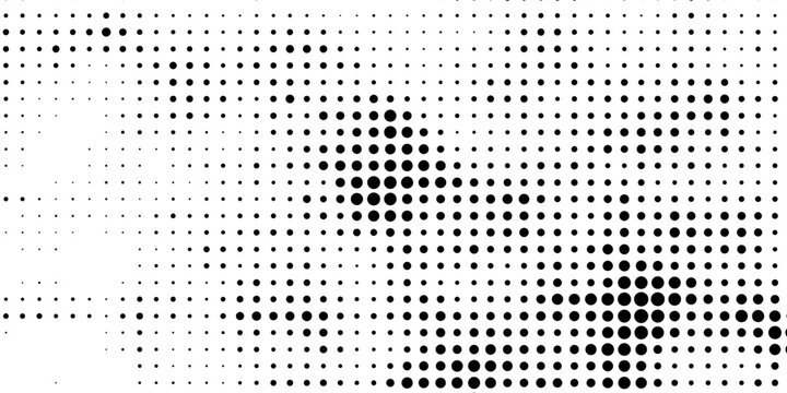 Abstract black and white halftone background with dense dot pattern and modern retro texture design