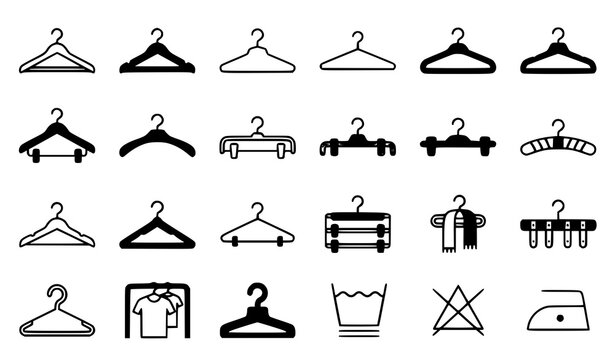 Clothes Hanger Flat Icon Set Editable Vector Coat Hanger Collection