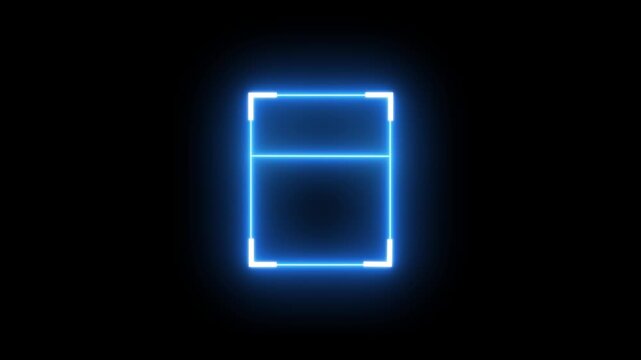Glowing blue digital HUD interface frame with pulsing scanning effect on black background .4k video