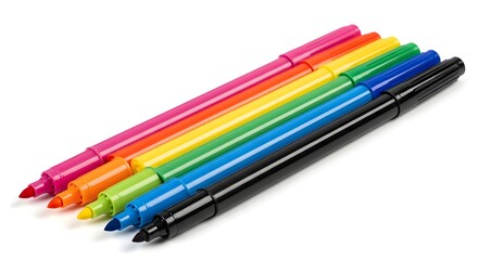 Fototapeta premium Colorful felttip pens isolated on white background