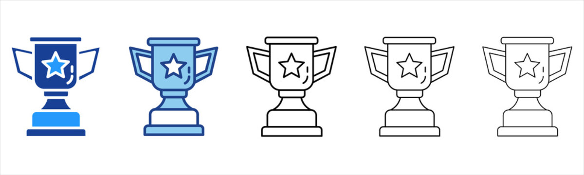 Trophy  Icon In Different Color And Outline Style 