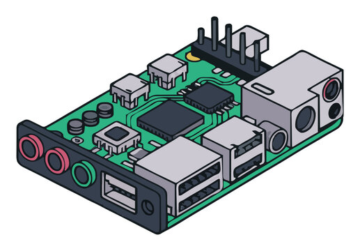 Modern raspberry pi computer vector illustration wit.... Generative AI