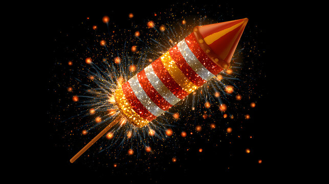 Colorful New Year 2012 Fireworks Illuminating the Night Sky with Bright Sparkling Celebration Lights on Black Background