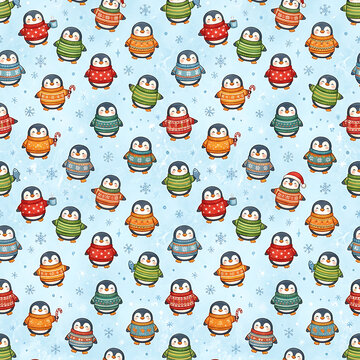 Seamless Cute Cartoon Robot Pattern on Blue Background, Colorful Kawaii Technology Design for Kids Wallpaper, Fabric and Digital Print