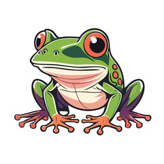 Fototapeta premium Cartoon green frog with purple legs illustration