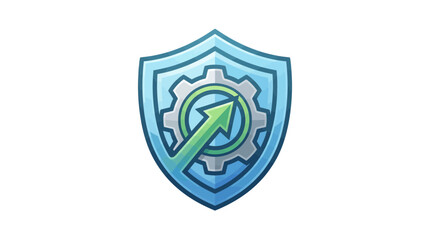 Fototapeta premium Shield with Gear and Upward Arrow Icon