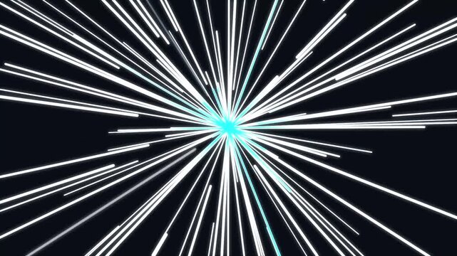Cyan speedlines radiating from center on dark background, seamless loop