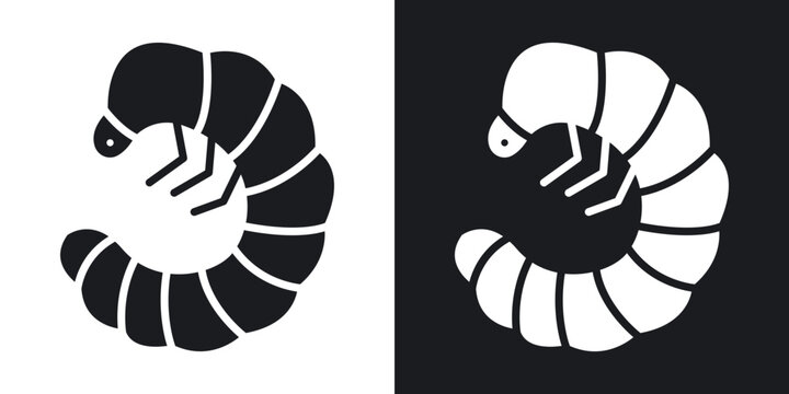Grub icons vectors in solid black and white style