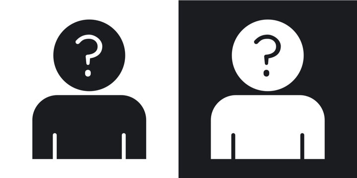 Guess who icons vectors in solid black and white style