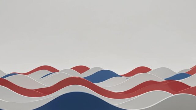 Abstract Red White Blue Waves Background