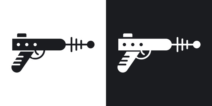 laser gun icons vectors in solid black and white style