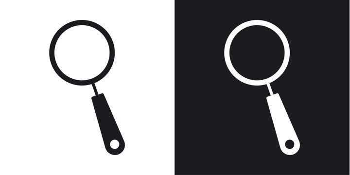 Loupe icons vectors in solid black and white style