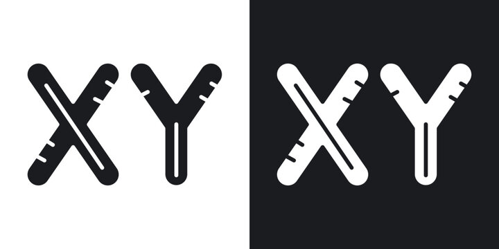 Masculine Chromosomes icons vectors in solid black and white style